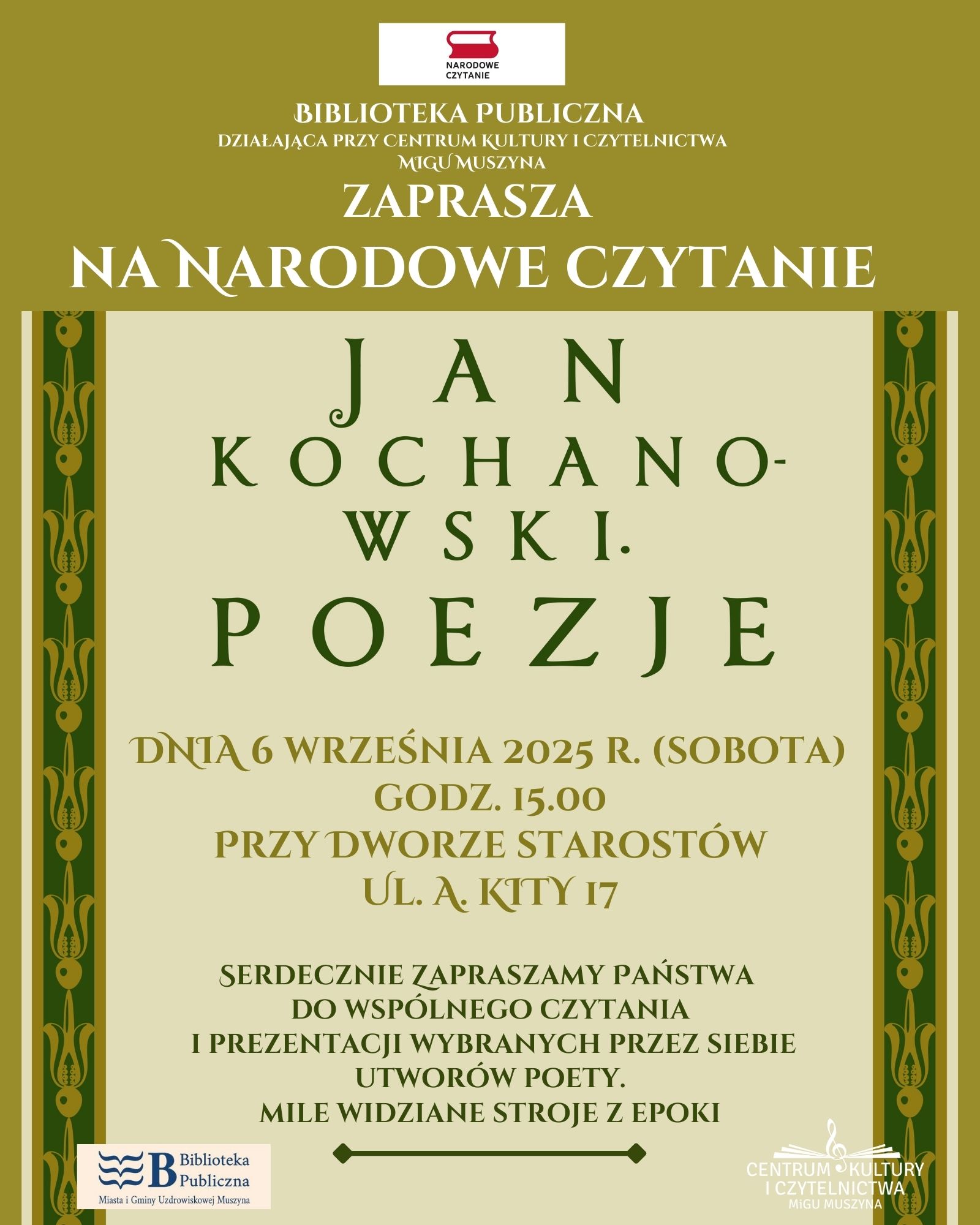 Narodowe czytanie - Jan Kochanowski poezje