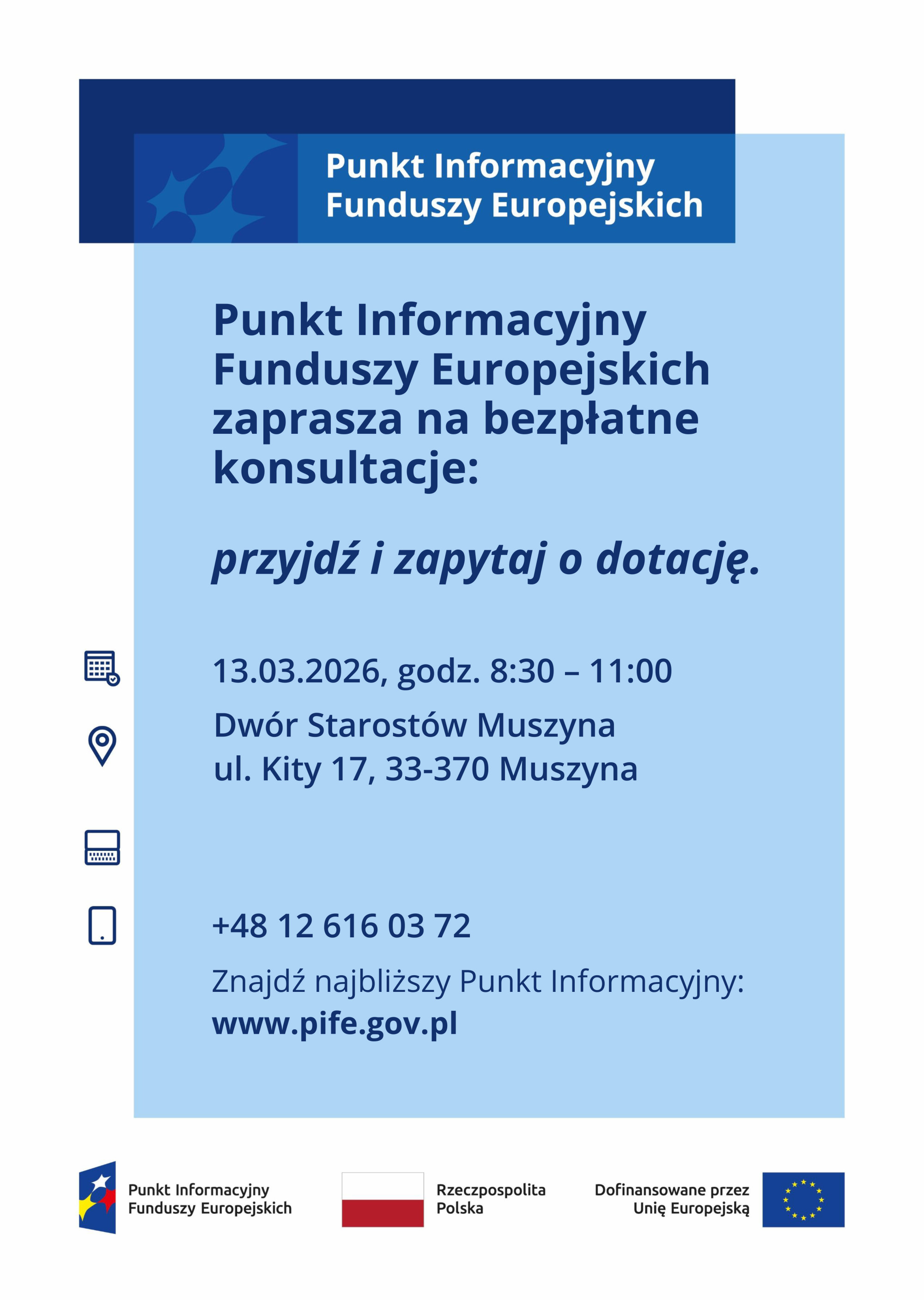 Bezpłatne konsultacje - Punkt Informacji Funduszy Europejskich